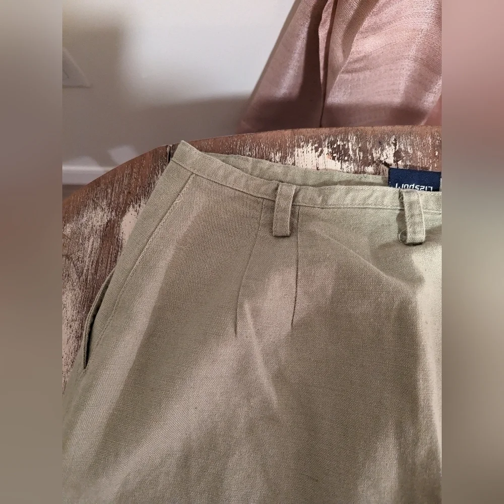 Lizsport‎ Olive green linen skirt size small (Liz Sport).